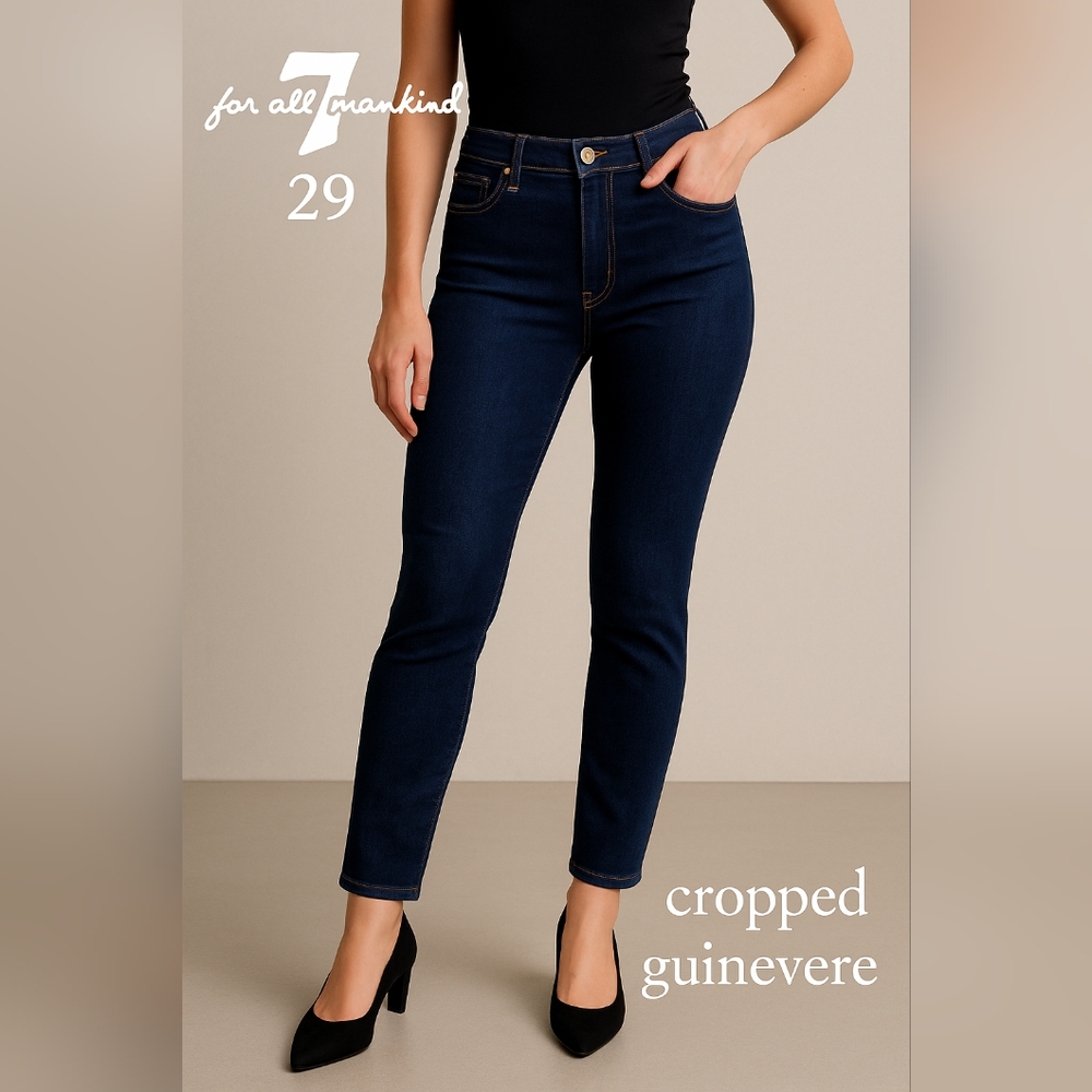 7 For All Mankind Women’s Cropped Guenivere Skinny Jeans Dark Wash Size 29